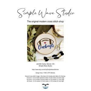 Dallas Cowboys Football Counted Cross Stitch Pattern KIT‎